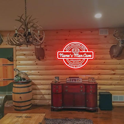 Custom Bar Neon Sign for Man Cave Wall Decor, Personalized Man Cave LED Neon Lights Gifts for Men Dad, 3D Art Customizable Home Bar Light Up Signs for Pub Game Room Bistro Basement Party Decoration