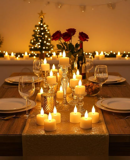 YAUNGEL 12 Pcs Rechargeable Tea Lights with Remote Timer and Charging Base, LED Flickering Flameless Tealight Candles Battery Operated for Halloween Christmas Wedding Home Decor