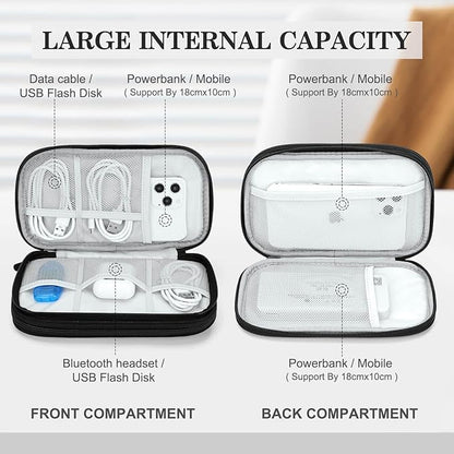 FYY Electronic Organizer, Travel Cable Organizer Bag Pouch Electronic Accessories Carry Case Portable Waterproof Double Layers All-in-One Storage Bag for Cable, Cord, Charger, Phone, Pattern Black (M)