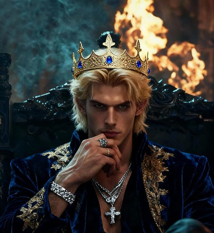 King Crowns Metal Hair Band for Men Gold Crowns and Tiara for Theme Birthday Party Costume Accessories