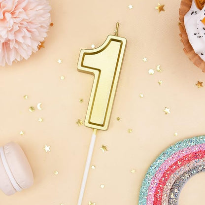 PHD CAKE 2.76 Inch Luxe Gold 1 Number Birthday Candles, Gold Number Candle, Cake Number Candles, Party Celebration