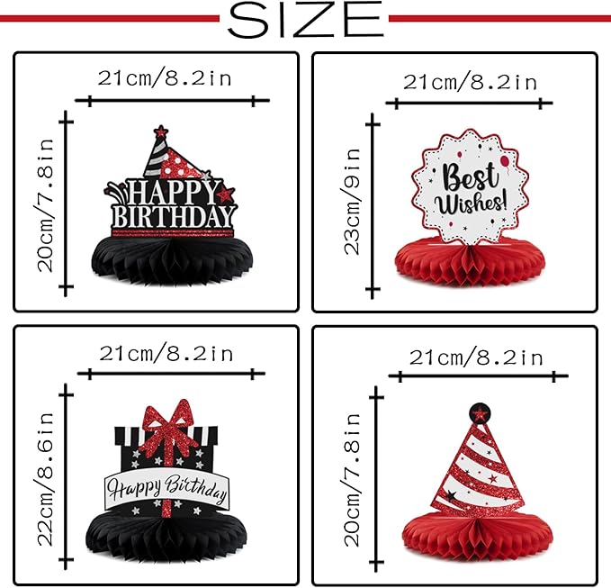 Happy 12th Birthday Decorations,12th Birthday Red Glitter Shiny Stand Honeycomb Table Centerpieces - Cheers to Twelve Years Old Birthday Party Photoprop Gift Sign.