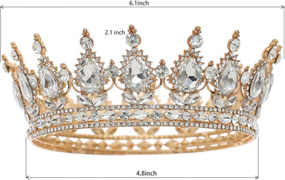 FORSEVEN Queen Crown Rhinestone Wedding Crowns and Tiaras for Women Costume Party Hair Accessories Princess Birthday Crown Crystal Bridal Crown Christmas Decorations Headband