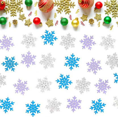 200PC Winter Wonderland Birthday Decorations Silver Blue Purple Snowflake Confetti Christmas Holiday Baby Shower Party Table Decoration Supplies