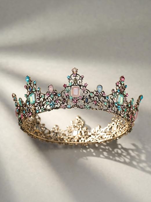SWEETV Queen Crown for Women - Baroque Wedding Tiaras and Crowns,Jeweled Tiara Crown,Prom Birthday Halloween Hair Accessories
