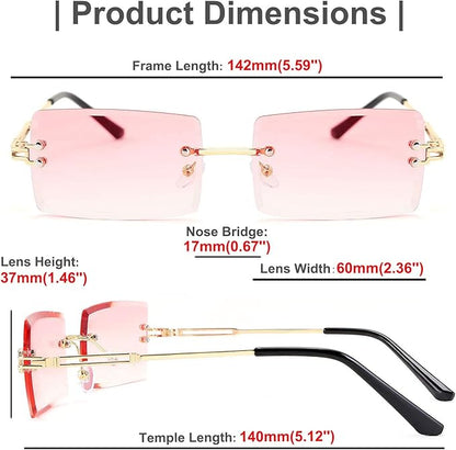 FEISEDY Vintage Rimless Sunglasses Rectangle Frameless Candy Color Glasses Women Men B2642