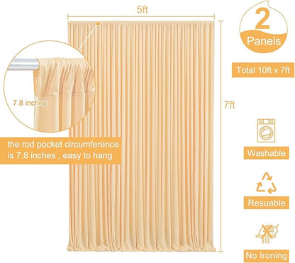 Dark Champagne Backdrop Curtain for Parties Wedding Baby Shower Wrinkle Free Photo Curtains Backdrop Drapes Fabric Decoration for Bridal Shower 5ft x 7ft,2 Panels