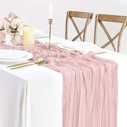 Dusty Pink Table Runner Cheese Cloth 10ft Gauze Runner Boho Cheesecloths Table Runner for Wedding Bridal Shower Birthday Sheer Christmas Boho Table Decoration