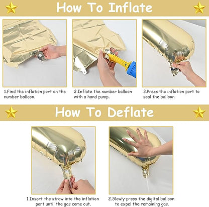Champagne Gold Number 6 Balloon, 40In Large Foil Number Balloons Set 0-9 for Women, Self Inflating Light Gold Digital 6 Helium Balloon for Girls Boys 6th Birthday Anniversary Party Decoration Supplies