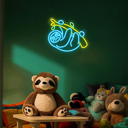 Sloth Neon Sign, Sloth Lamp Wall Decor, Dimmable Birthday Party Decorations for Home, Patio, Garden, Bars, Restaurants, Hotels, Stores, Clubs, Ideal Gift for Friends, Family and Kids