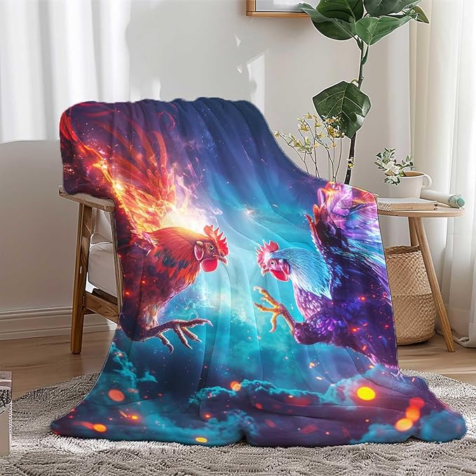 Firmiso Chicken Blanket for Women and Men, Rooster Home Decor for Living and Bed Room, Soft Lightweight Fleece Gift for Adults, 50×60 Inches
