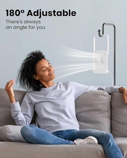 Koonie USB Desk Fan, Strong Wind Ultra Quiet Small Personal Fan with 180° Tilt Folding and 3 Speeds Adjustable, USB-C Corded Powered Mini USB Fan for Office Desktop Bedroom White, NO BATTERY
