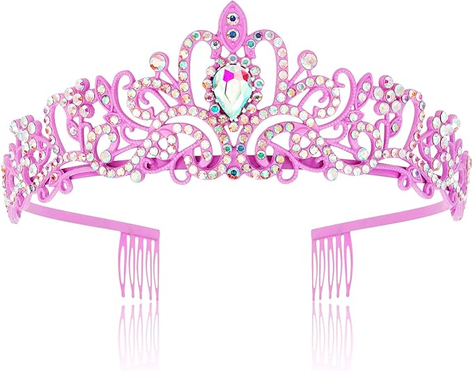 COCIDE Pink Tiaras and Crowns for Women Crystal Princess Tiara Rhinestone Queen Crown with Combs Bride Bridal Wedding Prom Halloween Christmas Birthday Party Hair Accessories for Girls