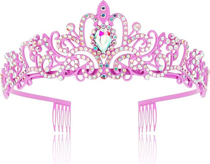 COCIDE Pink Tiaras and Crowns for Women Crystal Princess Tiara Rhinestone Queen Crown with Combs Bride Bridal Wedding Prom Halloween Christmas Birthday Party Hair Accessories for Girls