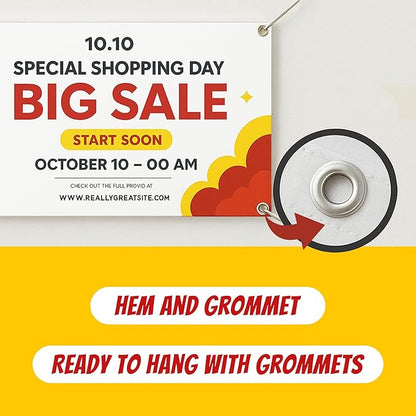 Custom Vinyl Banner with 150+ Sizes – Personalized Outdoor or Indoor Sign – Any Color & Design – Made in USA – Party, Business, Event Use