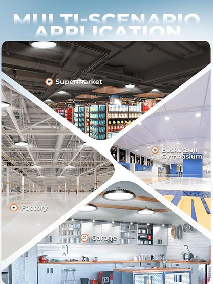 New Ultra-Thin Super Bright 200w Ufo Led High Bay Light | 30000LM 5000K High Bay Led Shop Lights With 5ft Cable Hook Safe Rope| Shop&Garage Lighting lights For Factory Workshop Warehouse Garage Barn