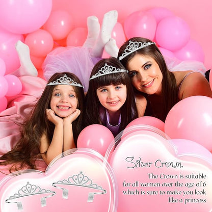 Remuuly 12 Pcs Princess Tiara for Women Silver Queen Tiara Rhinestone Hair Accessories, Princess Headbands Bulk for Bridal Wedding Birthday Prom Christmas Party, with Comb