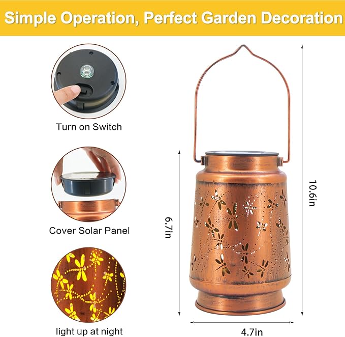 Christmas Gifts for Women, 2 Pack Dragonfly Birthday Gifts for Women Mom Grandma Solar Lanterns Outdoor Waterproof Garden Decor Hanging LED Decorative Light for Patio Yard Lawn Gardening Gifts