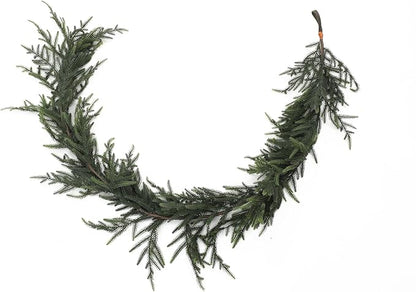 LuxenHome 6.5FT Unlit Christmas Garland, Artificial Greenery Garland with 1690 PE Tips, Realistic Christmas Pine Garland Holiday Decoration for Mantel, Staircase, Doorway Seasonal Decor