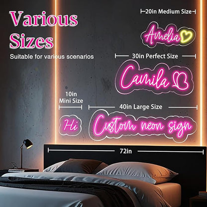 Custom Neon Signs, LED Neon Sign Customizable for Room Wall Decor, Personalized Neon Name Sign for Girl Boy, Personalized Birthday Party Wedding Christmas Decoration Bar Shop Name Gift (Yellow)
