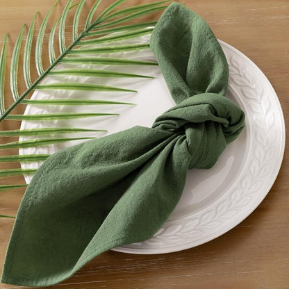 Socomi Cloth Napkins Green Fall Thanksgiving Washable Reusable Bulk Linen Cotton Napkins Set of 20 17"x17" for Wedding Party Bridal Baby Shower Birthday Dining Table Decorations