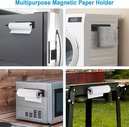 Paper Towel Holder, Magnetic Paper Towel Holder for Fridge, Toilet Paper Roll Holder Magnet Towel Rack Wall Mount Fridge Organizer for Paper Towels Rolls Bathroom Pantry RV Kitchen Storage