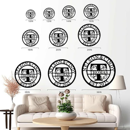 Personalized Metal Family Wall Decor Last Name Signs Welcome to Our Home Outdoor Wall Art Wedding Gifts Personalized Family Name Sign Anniversary Wedding Gifts for Couples 2025 Women,Wife, Parents, Housewarming