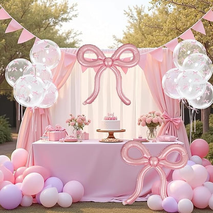 6 Pcs Pink Bow Balloons Bow Birthday Decorations for Girls Women Bow Theme Birthday Party Decorations for Bridal Shower Baby Shower Engagement Bachelorette Party Supplies 26 x 24 Inch