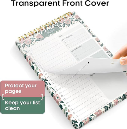 Taja To Do List Notepad - To Do List Notebook for Work with 52 Sheets, Undated Daily Planner Perfect for Daily Tasks and Goal Setting, Notepad Suitable for Office, Home & School - Rose Meadow