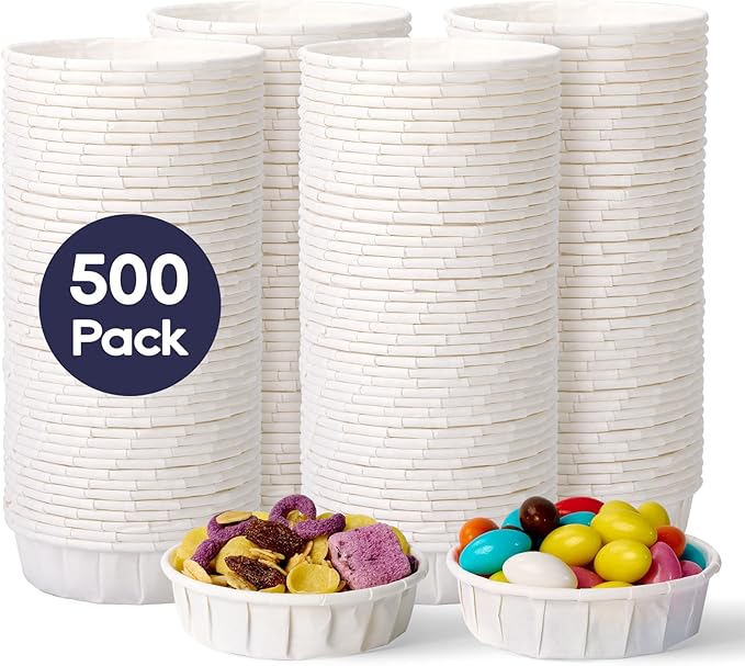LITOPAK 1 oz 500 Pack Disposable Paper Souffle Cups, Paper Sample Cup for Tasting Pills, Food Dessert, and Condiments