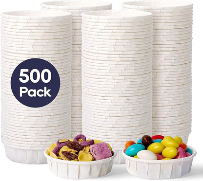 LITOPAK 1 oz 500 Pack Disposable Paper Souffle Cups, Paper Sample Cup for Tasting Pills, Food Dessert, and Condiments