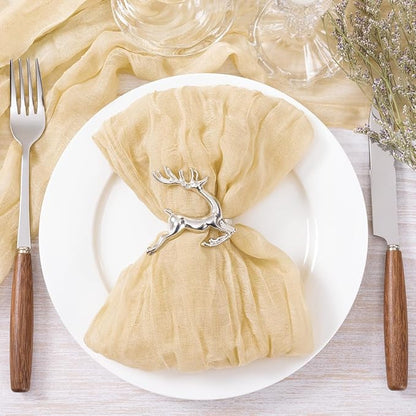 Socomi Champagne Sand Cheesecloth Napkins Fall Thanksgiving Cheese Cloths Gauze Set of 10 Boho Washable Dinner Table Napkins for Wedding Party Baby Shower Birthday Party Decor