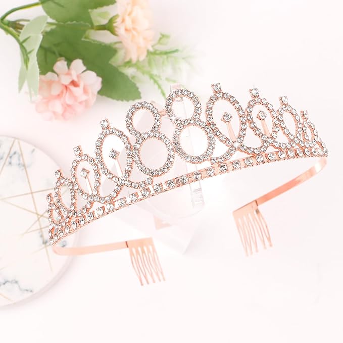 CIEHER 88th Birthday Crown + 88th Birthday Sash + Pearl Pin Set, 88 & Fabulous Birthday Sash, 88 Birthday Tiara, 88th Birthday Decorations for Women, 88th Birthday Gifts