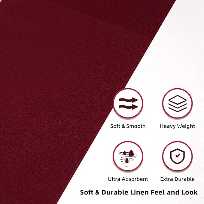 KAMMAK Burgundy Napkins Disposbale Wine Red Cloth like Paper Dinner Napkins with Pocket 100 Pack Guest Hand Towel for Party Decoration, Wedding Reception, Bathroon, Restaurant (16.5 x 16.5 inch)