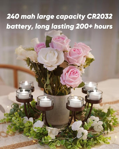 LED Candles, Tea Lights Candles Battery Operated, 12-Pack 200+Hours Flameless Tealight Candle, Realistic Tea Lights for Halloween Christmas Wedding, Pure White Light