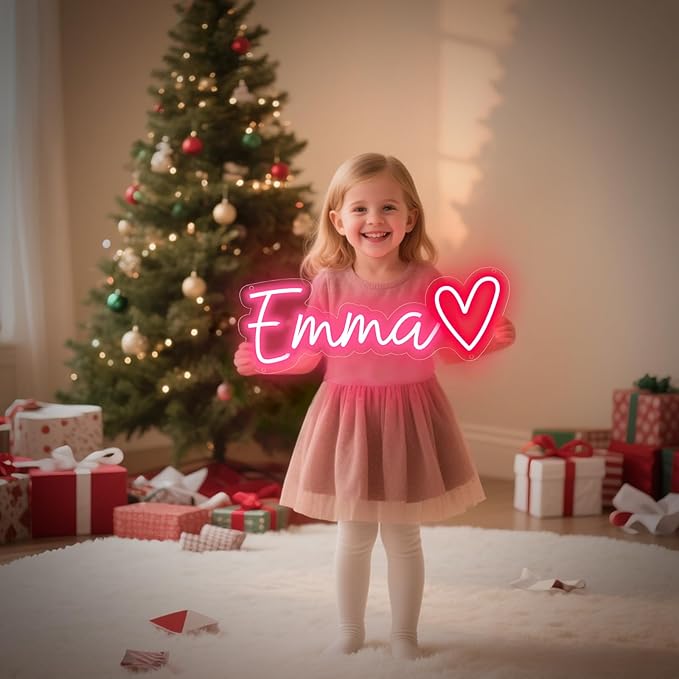 Custom Neon Sign – Personalized LED Neon Name Sign for Wall Decor, Bedroom, Birthday Gifts for 10 Year Old Girls, Wedding Proposal, Party Backdrop, Kids Room Decor, Customizable LED Light (Pink)