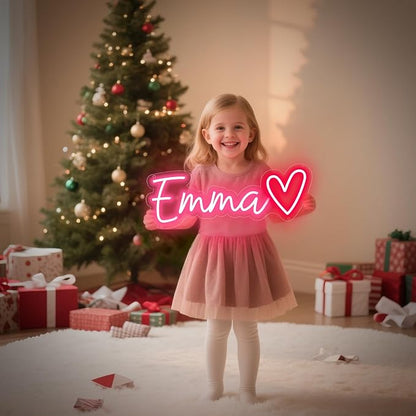 Custom Neon Sign – Personalized LED Neon Name Sign for Wall Decor, Bedroom, Birthday Gifts for 10 Year Old Girls, Wedding Proposal, Party Backdrop, Kids Room Decor, Customizable LED Light (Pink)