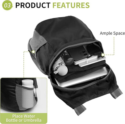 20L Ultra Hiking-Daypack Lightweight Foldable Travel Packable Backpack for Camping Cycling Outdoor,black
