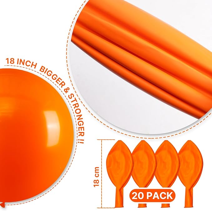 PartyWoo Orange Balloons 20pcs 18 Inch Fall Latex Helium Balloons for Birthday Baby Shower Graduation Fall Tangerine Little Cutie Pumpkin Tropical Sunshine Boho Theme Party Decorations Orange-Y9