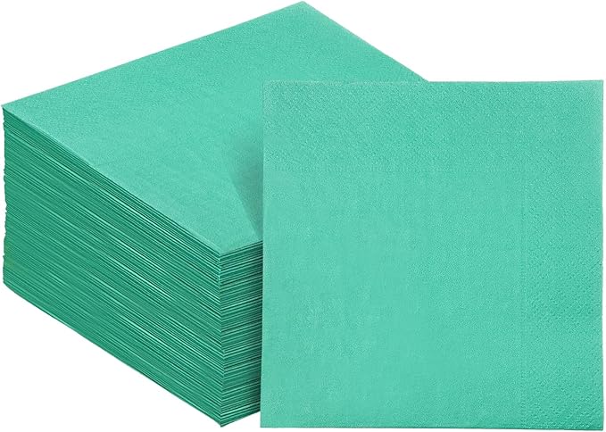 Teal Blue Cocktail Napkins 5 * 5inch disposable Beverage Napkin paper for Cocktail, Wedding, Dinner，Birthday Party Dessert Wine Paper Napkins（ 120 Count）