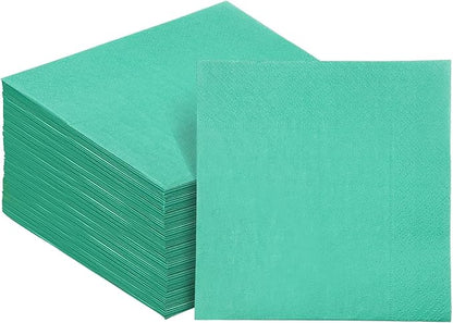 Teal Blue Cocktail Napkins 5 * 5inch disposable Beverage Napkin paper for Cocktail, Wedding, Dinner，Birthday Party Dessert Wine Paper Napkins（ 120 Count）