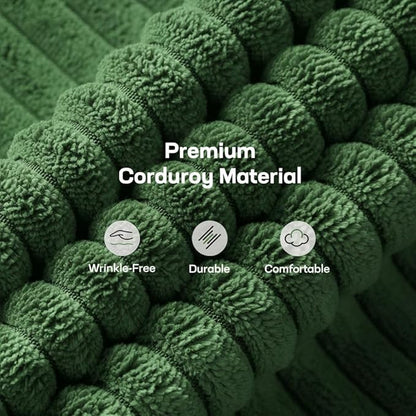 Pipishell Futon Sofa Bed, 66 Inch Corduroy Futon Couch Convertible with Adjustable Backrest and Armrests, Recliner Sleeper Sofa for Small Spaces, Living Room, Office, Guest Room (Green, 66 Inch)