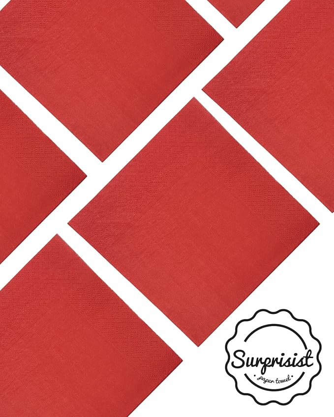 Red Cocktail Napkins 5 * 5inch disposable Beverage Napkin paper for Cocktail, Wedding, Dinner，Birthday Party Dessert Wine Paper Napkins（ 120 Count）