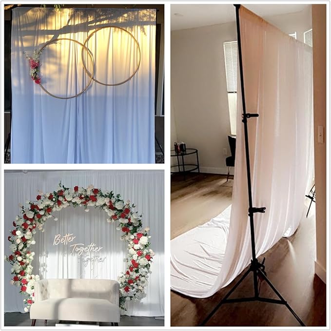 24 x 10ft White Backdrop Curtains for Wedding Photo Background Curtains Wrinkle Resistant Back Drop for Party Photoshoot Polyester Curtains Backdrop for Baby Shower Birthday Events Decor, 6 Panels