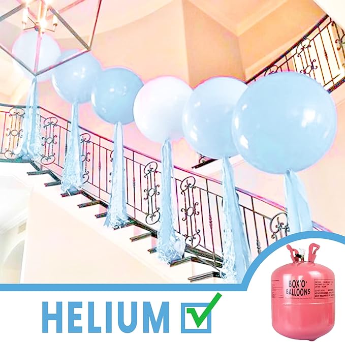 PartyWoo Baby Blue Balloons 4pcs 36 Inch Light Pastel Sky Aqua Blue Balloons for Graduation Baby Shower Gender Reveal Weddings Easter Birthday Bachelorette Anniversary Party Decorations Blue-Q13