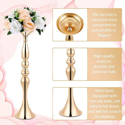 Sabary 6 Pcs Wedding Flower Stand Metal Flower Centerpieces Stand for Table Vase Arrangement Rack for Wedding Reception Dinner Table Party Decor(20, 15, 13 In,Gold)