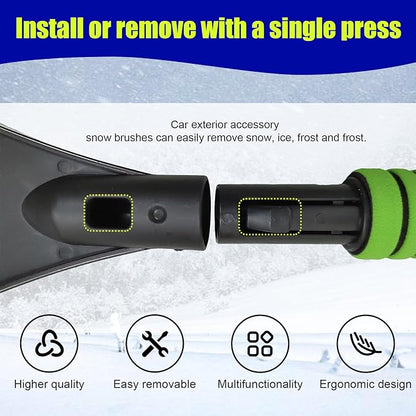 24 Inch Car Snow Scraper and Brush, Detachable Scratch Free Ice Scraper with Ergonomic Foam Grip, Universal Winter Snow Removal Tool for Car Windshield Window (Green)