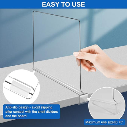 Acrylic Shelf Dividers for Closet Organization 10PCS Closet Shelf Divider Closet Dividers for Shelves Shelf Organizer for Closet Shelf Organizer for Wood Closet Separator Clear