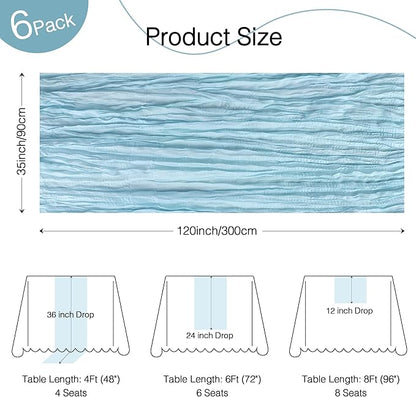 12 Pack Cheesecloth Table Runner 120 Inch Boho Rustic Gauze 10 FT Dusty Blue Cheese Cloths Table Runners Decorations for Spring Summer Birthday Party Baby Shower Wedding Holiday Home Decor