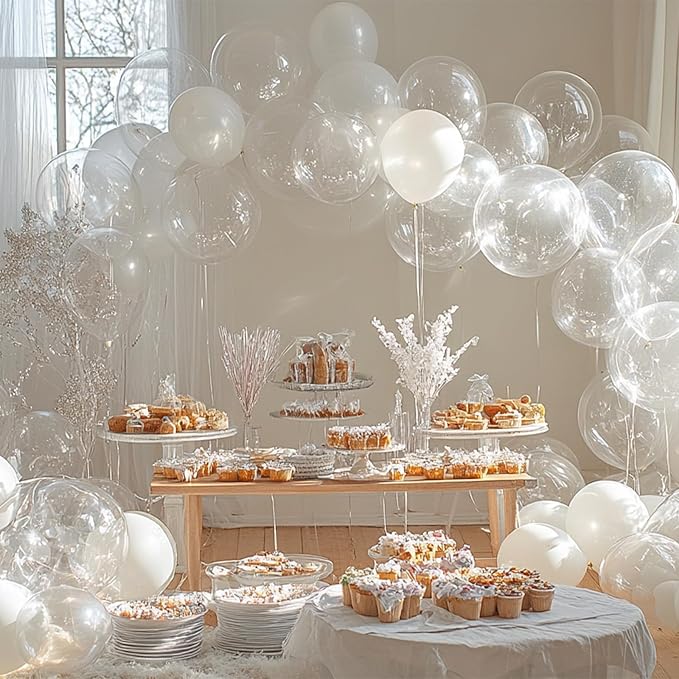 PartyWoo Clear Balloons 155pcs Different Sizes of 18 12 10 5 Inch Transparent Balloon Arch Kit for Graduation Wedding Baby Shower Bridal Shower Anniversary Birthday Party Decorations Clear-Y2